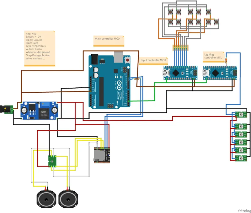 Schematic design of the electronics inside the radio.