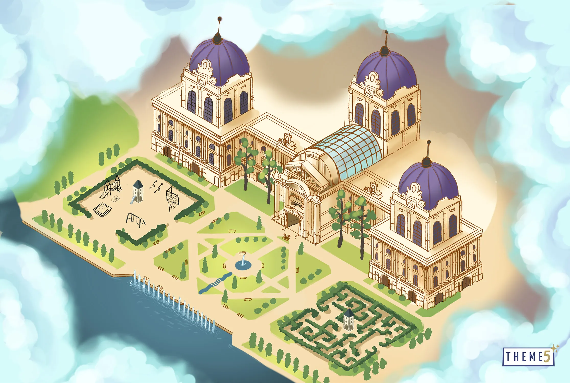 Drawing of the museum exterior and surrounding area